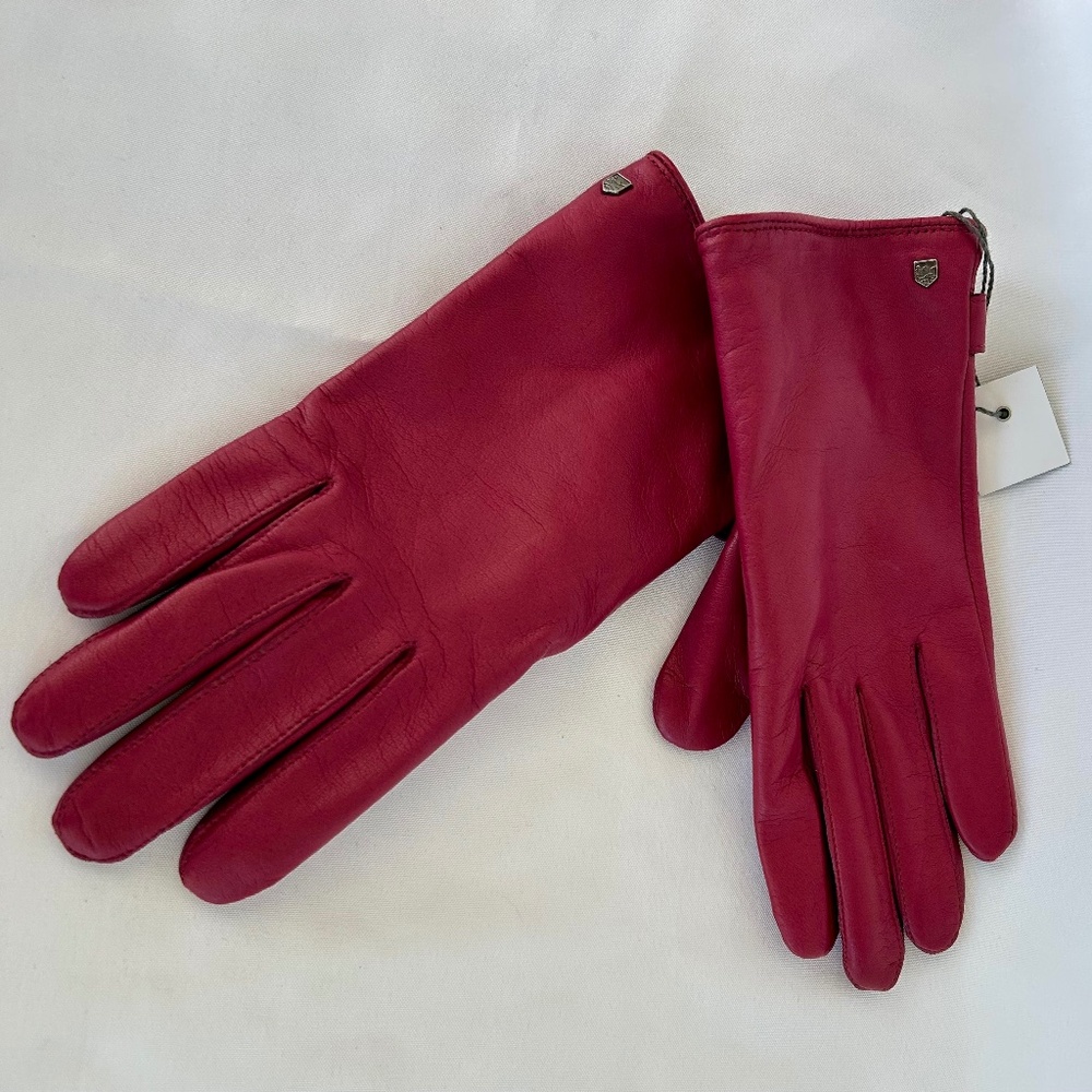 Hestra Asa Leather Gloves Women's Size 7 Dark Red NWT